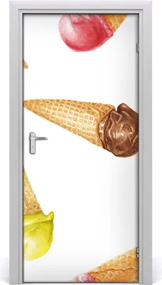 Produktbild von Tulup Türaufkleber 95x205 cm Dekorative Aufkleber Selbstklebend Wasserdichte Tapete Abnehmbar Schlafzimmer Wohnzimmer Wohnkultur - Eis wafelku
