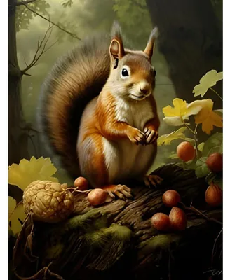 Obrázok produktu pre Sada na maľovanie diamantmi "Veverička", 5D, vhodná pre dospelých aj deti, rozmer 30x40 cm