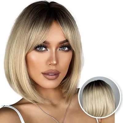 Produktbild von SassyGoods Damenperücke Bob 30 cm – blond – Kurzhaarperücke – waschbar & kämmbar – hitzebeständig