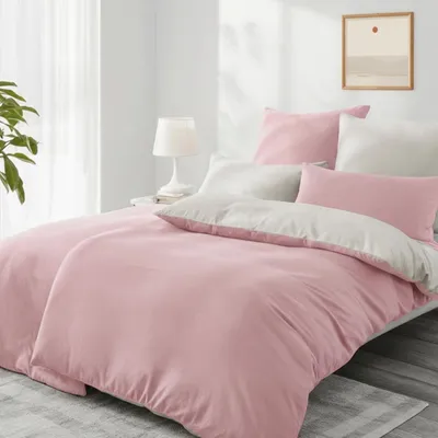 Productafbeelding van Beddengoedset 135x200 cm, 4-delig - Roze/beige