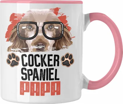 Produktbild von Trendation - Cocker Spaniel Papa Besitzer Tasse Geschenk Lustiger Spruch Geschenkidee Cocker Spaniel Liebhaber (Rosa)