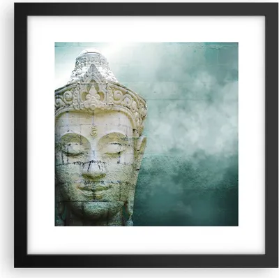 Produktbild von Gerahmtes Poster - Schwarzer Rahmen - Buddha Grafik Türkis - 30x30 cm - Wand Bild - Wanddeko - Wandbilder - Kunstposter - Wandposter - Bilderrahmen - Bilder - Kunstdruck - Wandbild - P2BAC30x30-4342