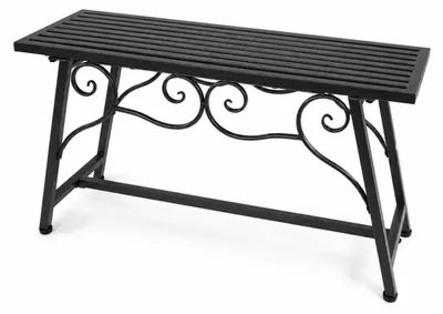 Produktbild von Gartenbank Metall Schwarz ohne Rückenlehne für Balkon und Garten