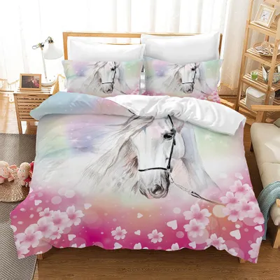 Imagen del producto de Juego de sábanas con diseño de caballos para niños