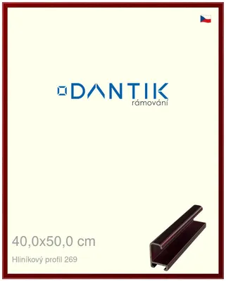 Obrázok produktu pre Rám DANTIK 40x50 | ALU profil 7269 Red Ruby leštený (Plexi Clear)