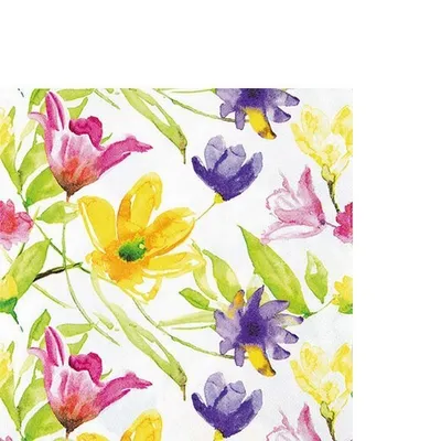 Produktbild von 20 kleine Cocktailservietten Lucy - Gemalte Blumen 25x25cm