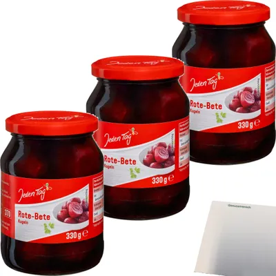 Produktbild von Jeden Tag Rote Bete Kugeln 3er Pack (3x370ml Glas) + usy Block