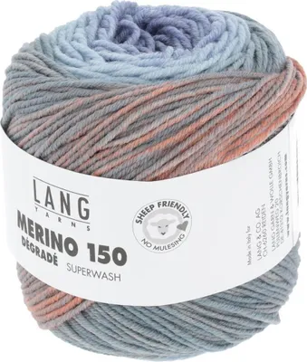 Produktbild von Lang Yarns - Merino 150 Dégradé 0001 hellblau gelb orange