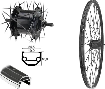 Produktbild von Bärwinkels 28 Zoll Vorderrad mit Nabendynamo Hohlkammerfelge für Felgenbremse schwarz