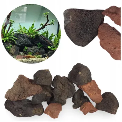 Produktbild von Aquarium Steine Lava Vulkangestein Mix Farben 3 kg, Naturstein Deko für Aquascaping, porös, bräunlich-schwarz, für Zierfische