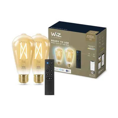 Image de WiZ Starter Kit 2 ampoules Edison connectées Blanc variable E27 50W + variateur de lumière à distance Nomadic