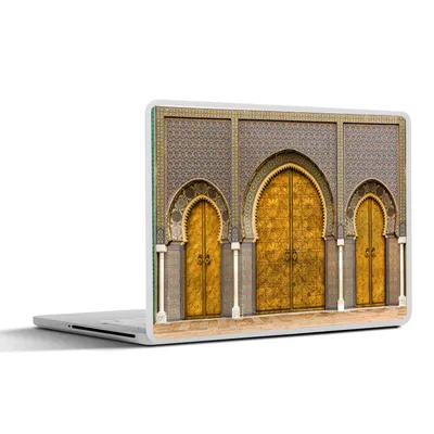 Produktbild von MuchoWow® Laptop Aufkleber Sticker Cover Türen - Architektur - Gold - Muster 30x21 cm - Sticker für Laptop - Selbstklebend