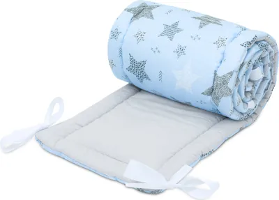 Produktbild von Bellochi Kantenschutz Baby Babybett Umrandungen Nestchen Kopfschutz Gitterbett Umrandung 180x30 cm für Kinderbett mit Rausfallschutz Baby Beistellbett 120x60 cm - rigel star