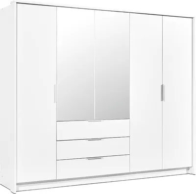 Produktbild von Drehtürenschrank Togo 255, 5 Türen Kleiderschrank mit 2 Spiegel, Moderne Garderobe, Schrank Größe: 255 x 217 x 65 cm