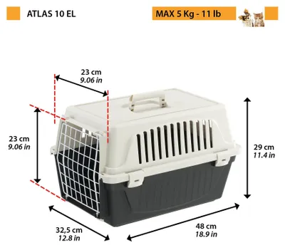 Produktbild von Ferplast Transportbox für kleine Hunde und Katzen, bis 5 kg, 32,5x48x29 cm, schwarz