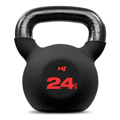 Obrázek produktu pro Hop-Sport litinová kettlebell s neoprenovým potahem, kettlebell 24 kg pro silový trénink