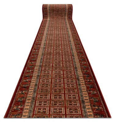 Zdjęcie produktu dla Chodnik wełniany KASHQAI 4301/300 orientalny, ramka terakota / zielony 67cm czerwony 67x720 cm