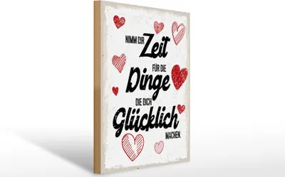 Produktbild von Holzschild Zeit für Dinge die Dich glücklich machen, 40x30 cm, Holzschilder Spruch Glück Weisheit