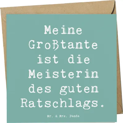 Produktbild von Mr. & Mrs. Panda Glückwunschkarte Spruch Großtante Ratschlag - Meeresbrise - Geschenk, anlasskarte, Familienmitglied, handgemacht, Grußkarte, Familienmitglieder, Liebe