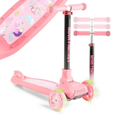 Zdjęcie produktu dla Hulajnoga dziecięca FableKids Flamingo | hulajnoga miejska z kołami LED | od 3 lat, do 50 kg