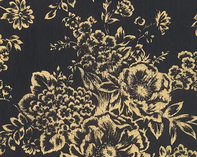 Produktbild von Architects Paper Blumentapete Metallic Silk florale Tapete Textiltapete gold schwarz 10,05 m x 0,53 m