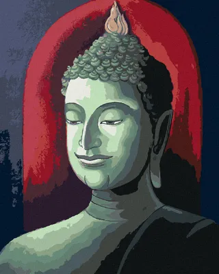Obrázok produktu pre Zuty - Maľovanie podľa čísel - BUDDHA NA ČERVENOM POZADÍ, 40x50 cm, bez rámu a bez vypnutia plátna