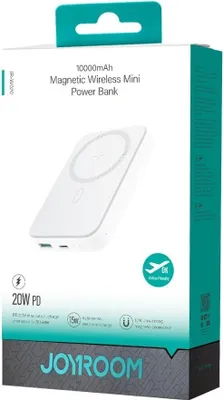 Produktbild von JOYROOM JR-W020, 10000 mAh, Lithium-Ion (Li-Ion), Super Fast Charging, Kabelloses Aufladen, 3,85 V, Weiß