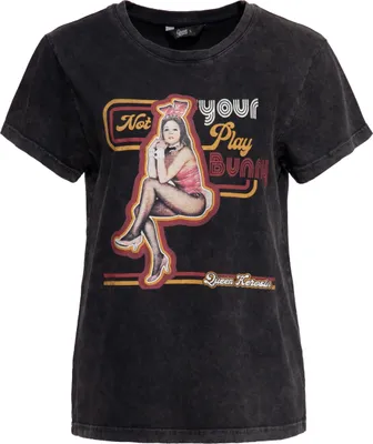 Produktbild von QUEEN KEROSIN Acidwashed Boyfriend T-Shirt - Not Your Playbunny Not Your Playbunny Schwarz L