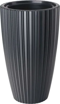 Produktbild von Mika Slim 30 cm runder Blumentopf mit Einsatz | Tiefschwarz