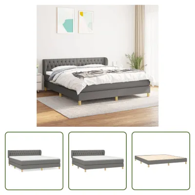 Produktbild von The Living Store Boxspringbett mit Matratze Dunkelgrau 180x200 cm Stoff