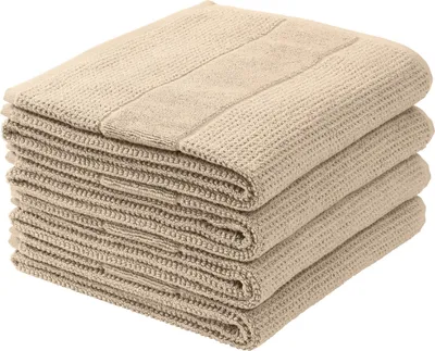 Produktbild von Schiesser Handtuchset Turin | Frottier | 4-teilig | Reiskornoptik | 100% Baumwolle | flauschig, saugstark, farbecht  | Kordelaufhänger | 50x100cm | Sand