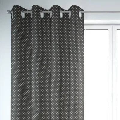 Produktbild von SCHÖNER LEBEN. Vorhang Sterne dunkelgrau natur 245cm oder Länge wählbar aus Standardgrößen Aufhängung Ösen