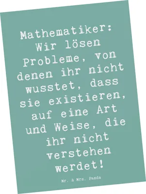 Produktbild von Mr. & Mrs. Panda Postkarte Spruch Mathematiker Magie - Meeresbrise - Geschenk, kreative Geschenke, Mathe-Leidenschaft, Handwerk, Problemlösung, Ansichtskarte, Postkarten