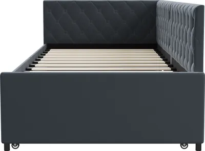Zdjęcie produktu dla Fortuna Lai rozkładana sofa 90x200 cm, rozkładane łóżko młodzieżowe i łóżko tapicerowane, wielofunkcyjne, w kształcie litery L, szare