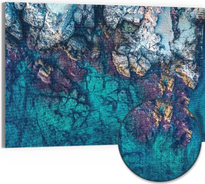 Produktbild von DEQORI Hybrid Leinwand Bild 90x60 cm 'Küstenfarbenspiel' Wandbild Glas flach modern