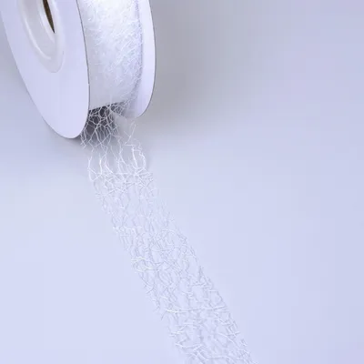 Produktbild von Spiderweb Dekoband - 3cm weiß - Rolle 25m - 67 001-R 30
