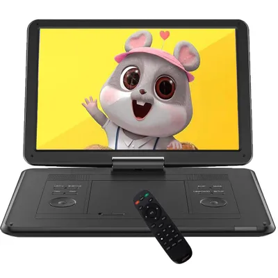 Obrázek produktu pro 17,5" přenosný DVD přehrávač s 15,6" otočnou HD obrazovkou ideální do auta Funkce přehrávání z paměti a výdrž baterie 4-6 hodin Bez podpory Blu-ray