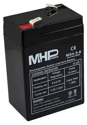 Image de MHPower MS4.5-6 batterie au plomb AGM 6V/4,5Ah, Faston F1 - 4,8mm ; MS4.5-6