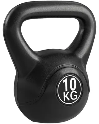 Produktbild von Kettlebell 10 kg Kugelhantel sandgefüllt für Anfänger Fitness Schwarz