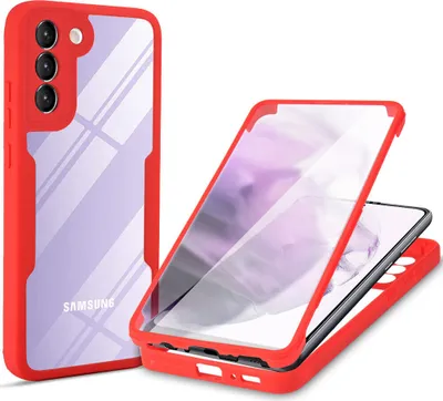 Produktbild von Samsung Galaxy S21 FE 5G Schutzhülle, Eingebautem Displayschutz 360 Grad Komplettschutz Handyhülle für Samsung S21 FE 5G Rot