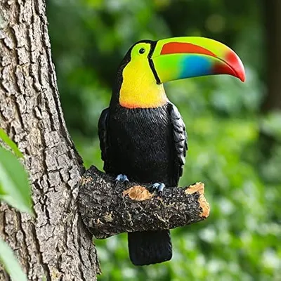 Produktbild von Tukanfigur, Tukanstatue, Vögel aus Kunstharz, Gartentierstatue, Ländliche Hängedekoration für den Außenbereich.