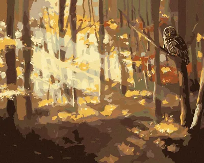 Produktbild von Zuty - Malen nach Zahlen - EULE UND WALD IM HERBST (D. RUSTY RUST), 40x50 cm, ohne Keilrahmen