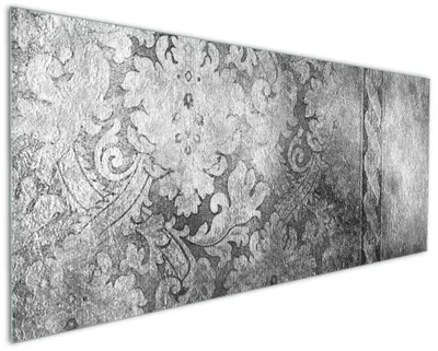 Produktbild von Wallario Küchenrückwand aus Glas, Größe: 125 x 50 cm, Motiv: Schnörkelmuster in grau | Spritzschutz | abwischbar | pflegeleicht | in