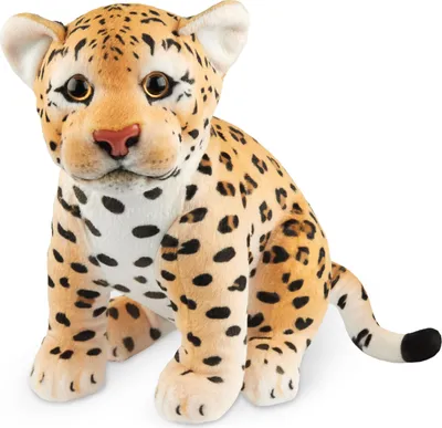 Image de Peluche léopard BRUBAKER - 30 cm Peluche - Peluche Bébé Félidé Assis - Enfants Jouets en Peluche, Brun