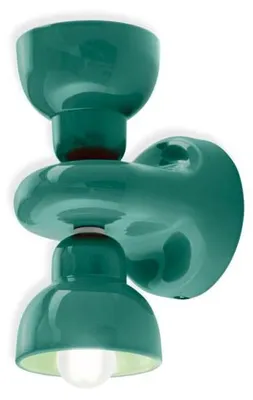 Zdjęcie produktu dla Vintage Deco Berimbau Ceramiczny Kinkiet Turkusowy 2 Światła E14