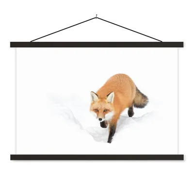 Produktbild von MuchoWow® Textilposter Fuchs - Schnee - Winter 120x80 cm mit schwarzem Rahmen - Wanddeko