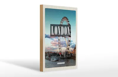 Produktbild von Holzschild Reise 20x30cm London Engalnd London Eye