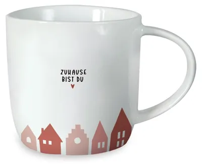 Porzellanmok mit Spruch 300 ml Zuhause bist du