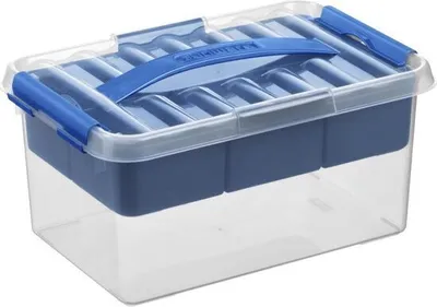 Produktbild von Sunware Sunware - Q-line Aufbewahrungsbox mit Einsatz 6L transparent blau - 30 x 20 x 14,7 cm