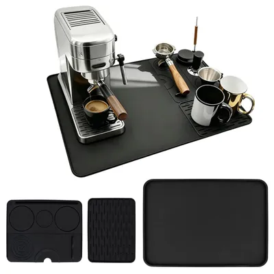 3-in-1-Silikon-Abtropfmatte für Kaffeemaschine, 54,5 x 38,5 cm, schwarz